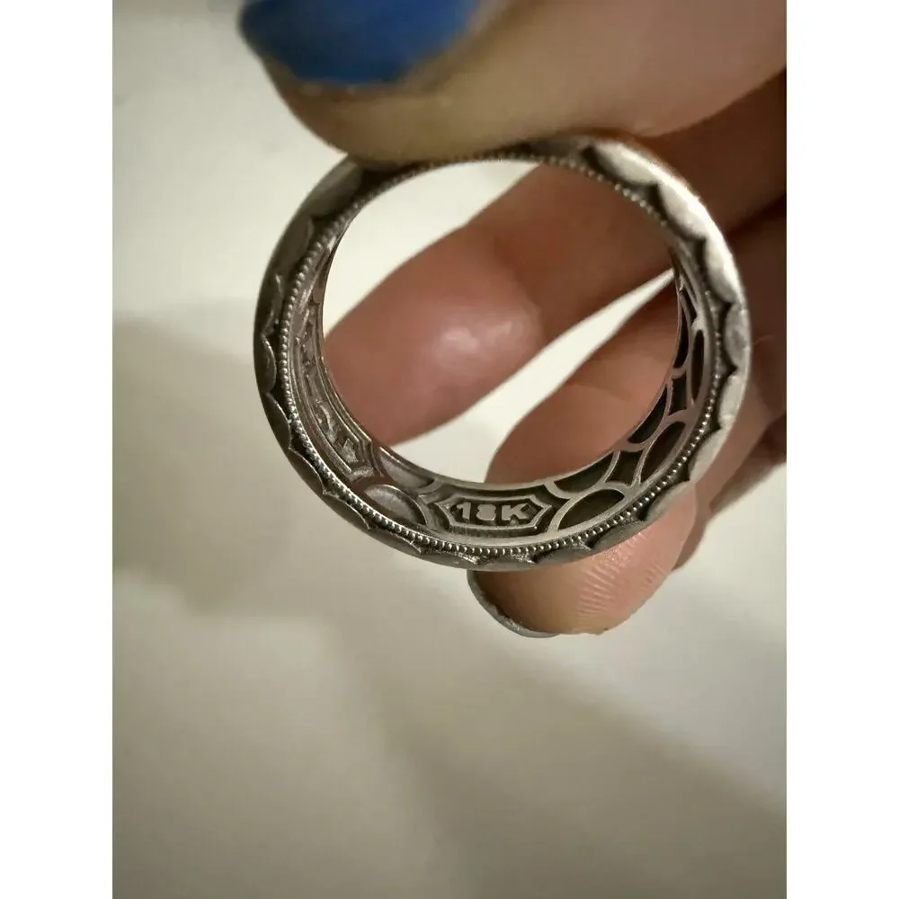 Tacori 18k Two Tone Platinum Gold Band Men's Ring Size 10 Sculpted Crescent 16g